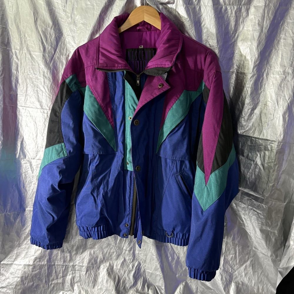 Vintage Descente Ski Jacket Men's M Purple Black Colorblock 90s Gorpcore